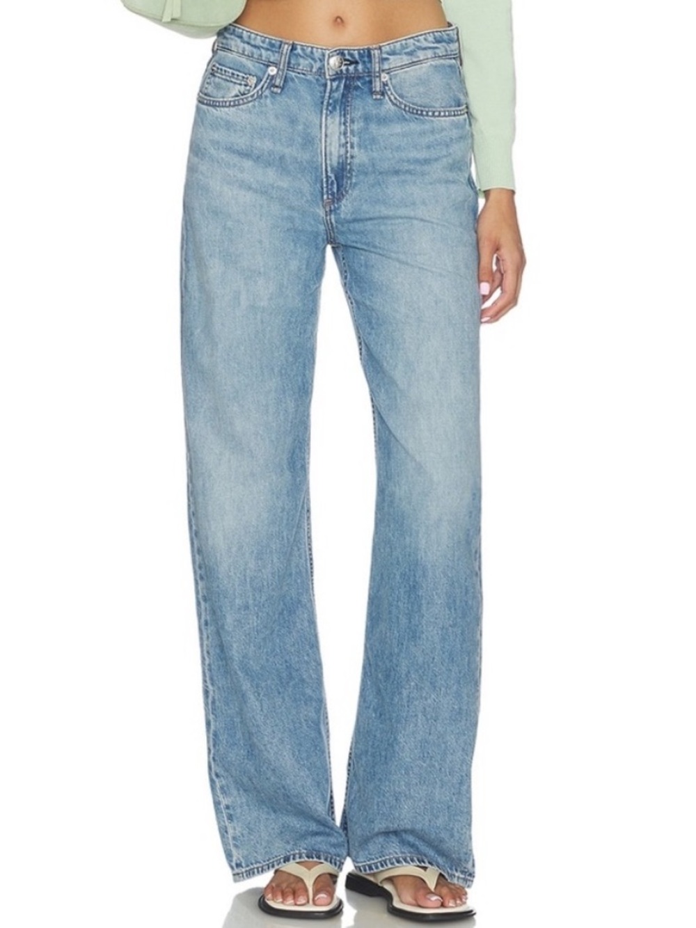 Rag and Bone Featherweight Wide Leg Jeans Ludlow Light Wash 24